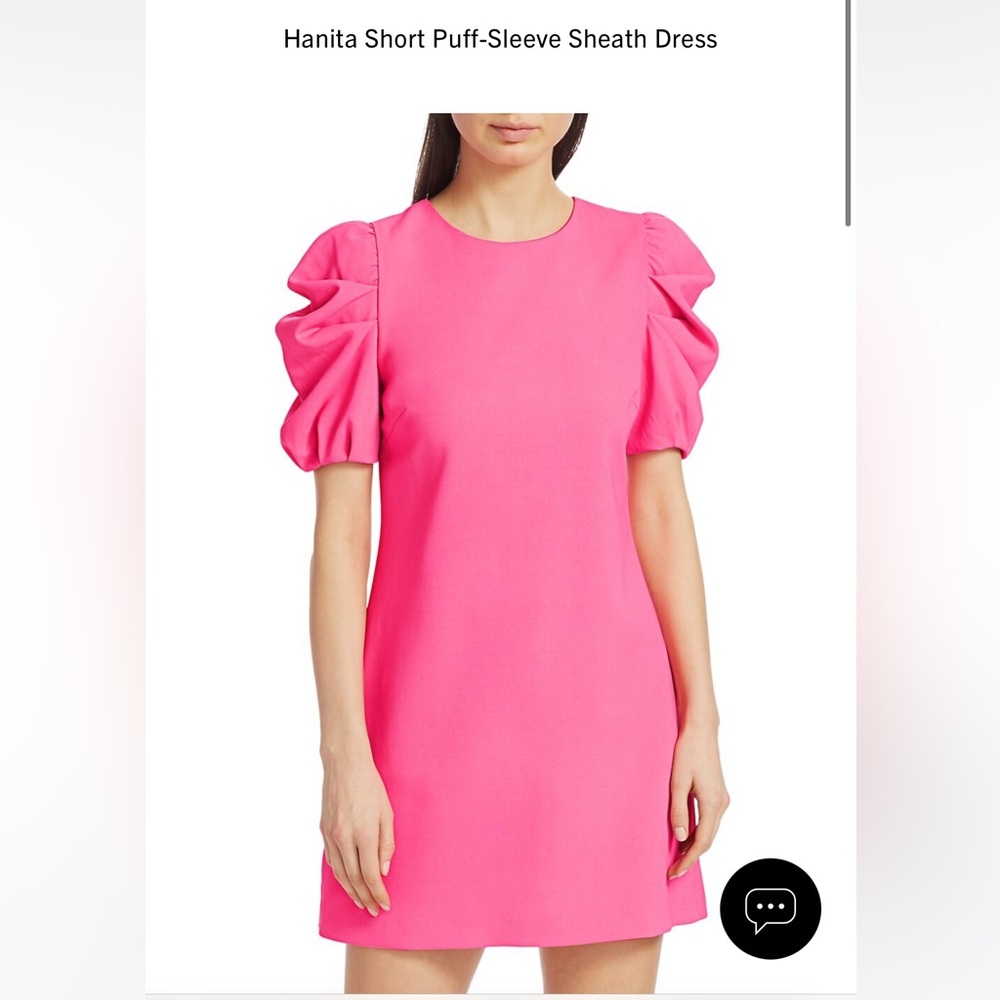 NEW Alice + Olivia Hanita Short Puff-Sleeve Sheath Dress Pink Sz 14 NWT